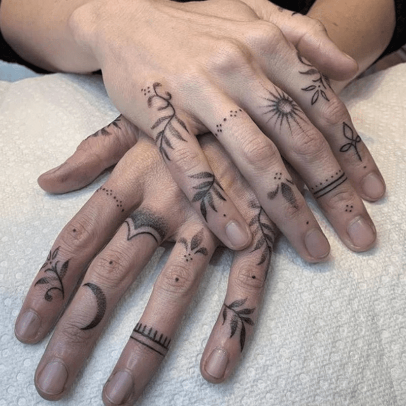 cute alien finger tattoo