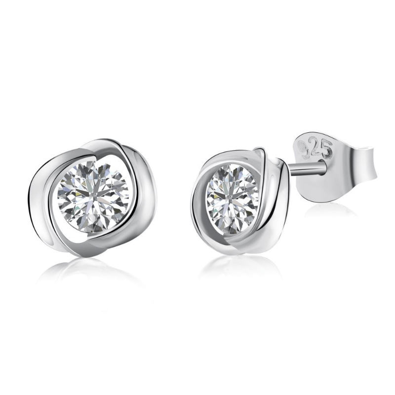 Stainless Steel Cubic Zirconia Stud Earring 6 Sizes Round - Temu