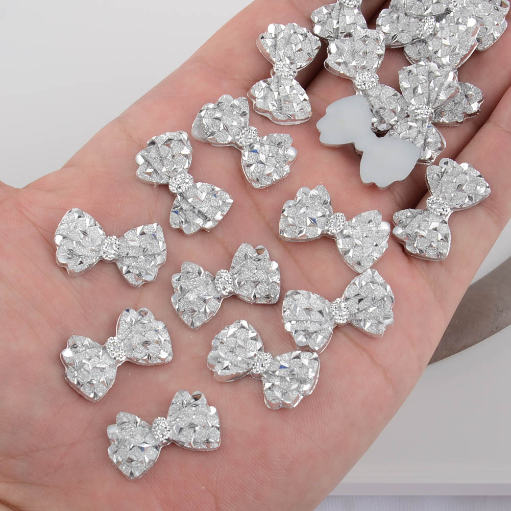 

15/30pcs 1.4*2.3cm/.55*0.91inch Flatback Resin Silvery Bow Design Charms Diy Hair Clips, Phone Cases, Photo Frame Embellishments, Wall Decorations, Diy Scrapbook Craft
