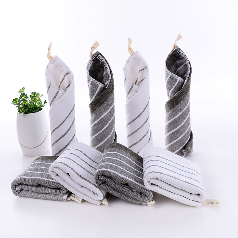 4pcs Striped Pattern Washcloth Handkerchiefs Soft Absorbent Towel 13.4in