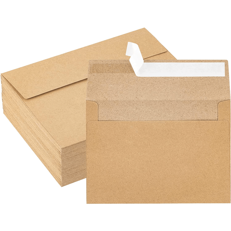 100 Pack, Size A2, Brown Kraft Paper Envelopes | Self Sealing Adhesive|  Perfect for Weddings, RSVP, Invitations, Baby Shower,Greeting