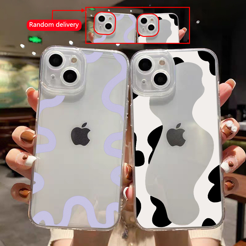 Irregular Border Pattern Clear Phone Case Iphone 12 13 Pro Temu