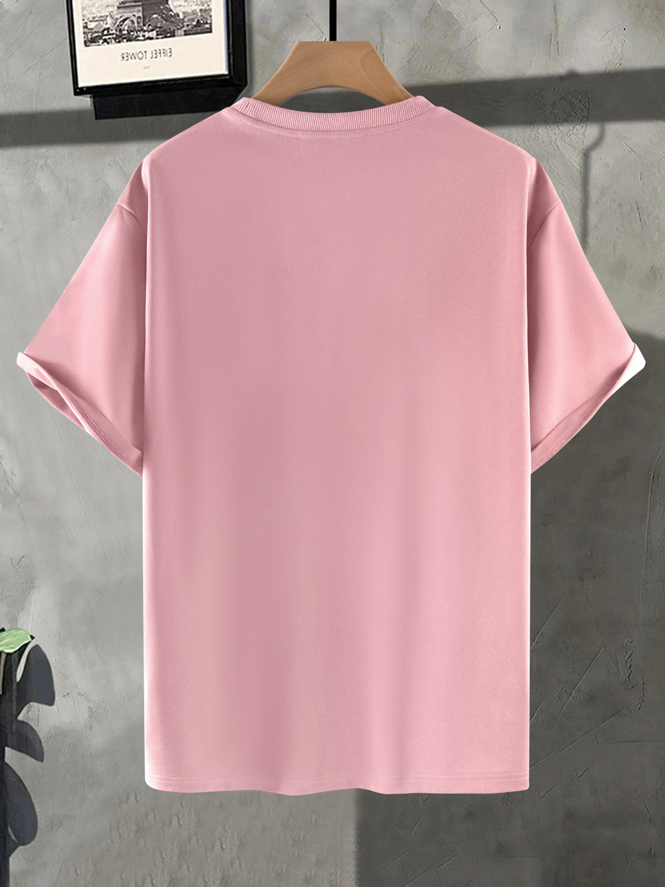 Beautiful Unprinted Pink Shirt Short Sleeves Throat Blank Ghost