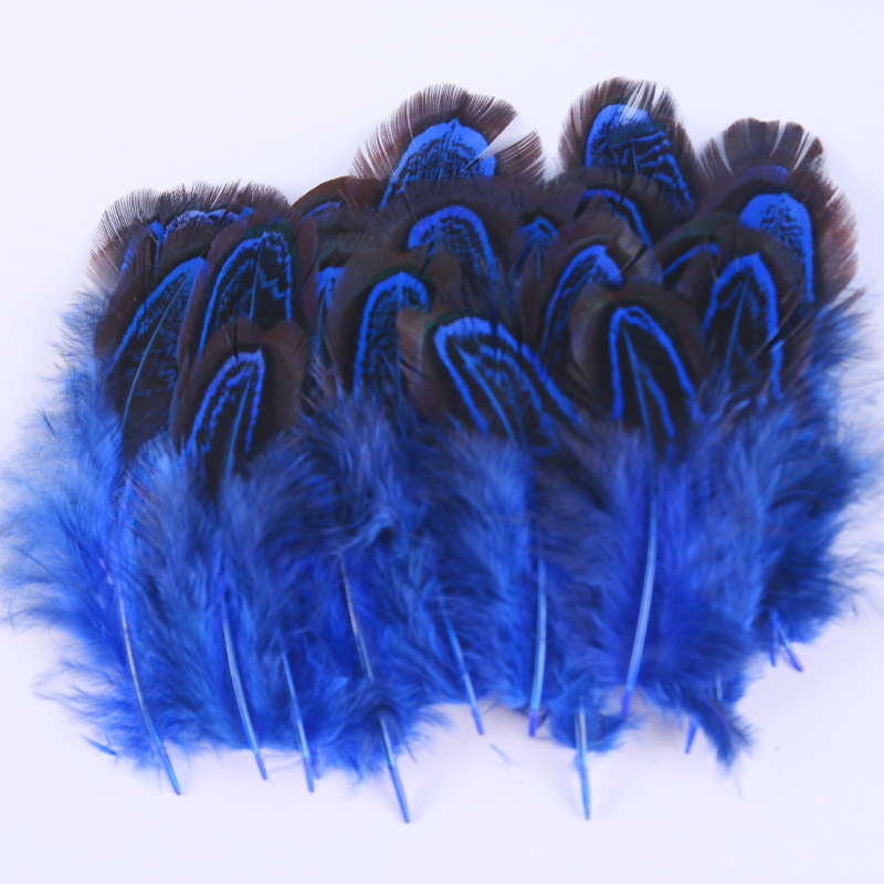 5-7 Royal Blue Rooster Hackle Feathers for Crafting, Headpiece