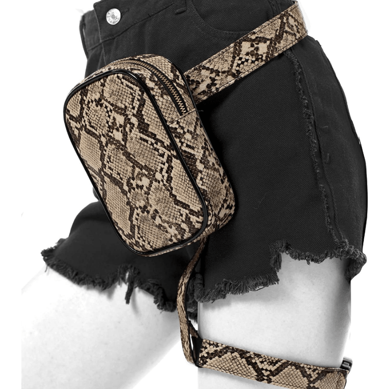  Small Faux Leather Elegant Snakeskin Waist Fanny Belt Pack Bag  Phone Purse for Women Girls Travel