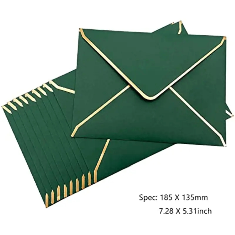 46 Pack 5x7 Envelopes with Gold Border for Invitation,A7 Luxury Envelopes for Invitation,Postcard Envelopes,Photo Envelopes,Ideal for Wedding