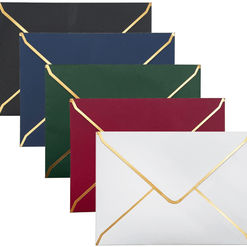 50 Pack Invitation Envelopes, 5x7 Inches Card Envelopes with Gold Foil  Border 5 Colors A7 Size V-flap Envelopes Luxury Invitation for Weddings  Invitations Photos Graduation Parties Greeting Cards 