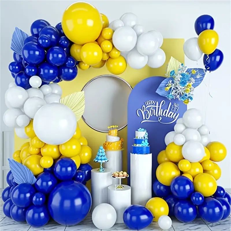 135 Pezzi Set Archi Fiori Palloncini Blu E Gialli Palloncini - Temu Italy