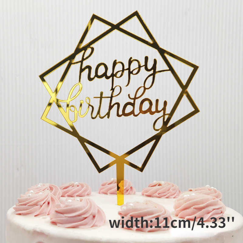 Happy Birthday Cake Topper Gold Cake Topper Acrylic Cake