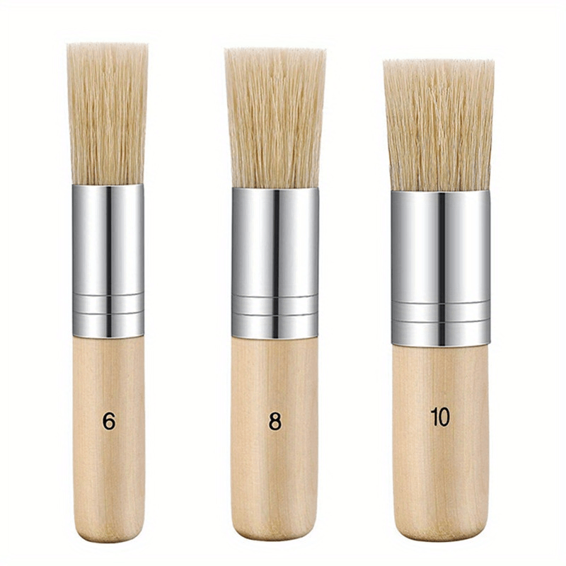 3 Pcs Wooden Stencil Brushes Pure Natural Stencil Brushes, Painting Bristle  Brushes for Acrylic Oil Watercolor Painting Project Card DIY Crafts, 3