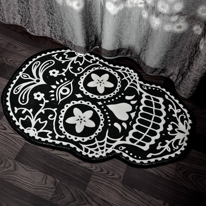 Door Mat Halloween Retro Black White Bedroom Bedside Plush Caret Gothic  Horror Element Coridor Pordh Rug