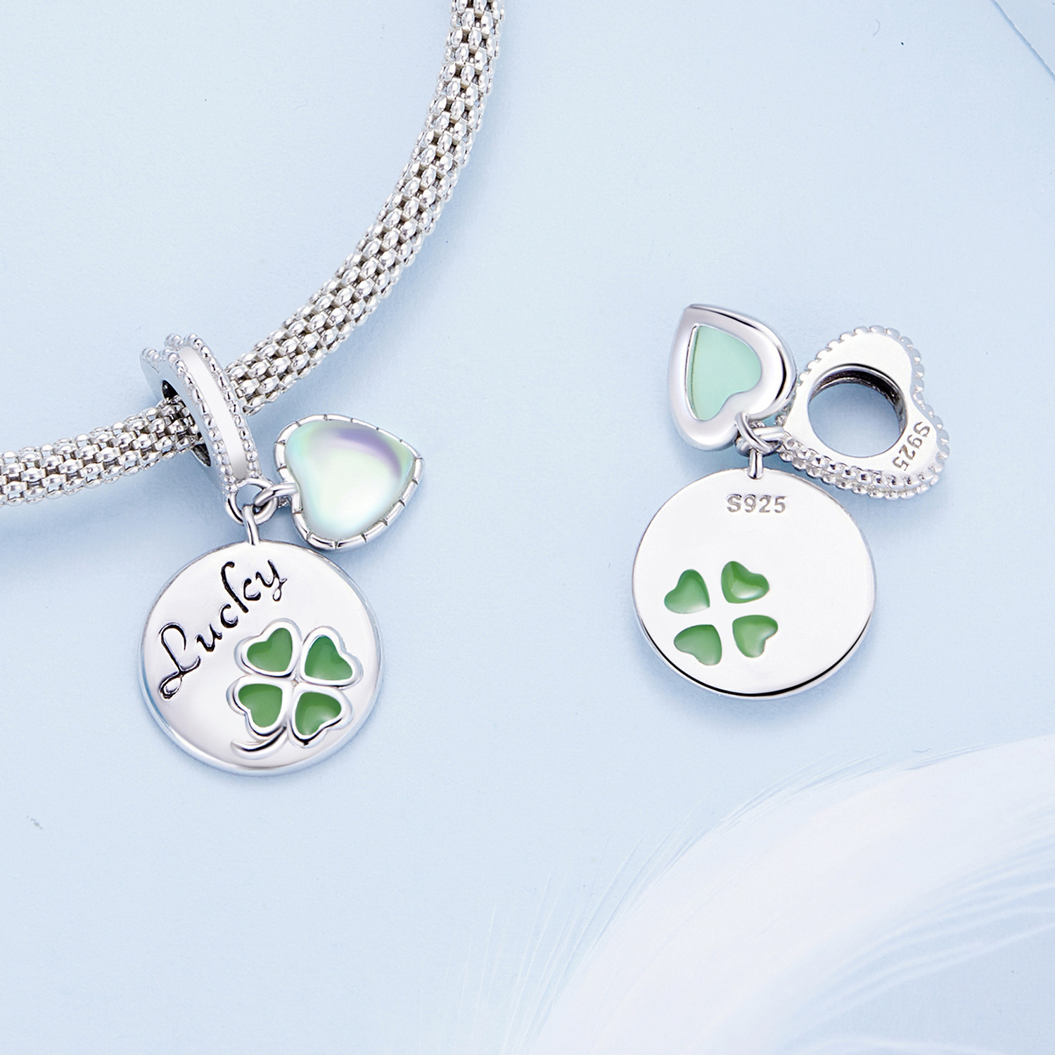 Four Leaf Clover Sterling Silver Necklace, Lucky Charm Pendant