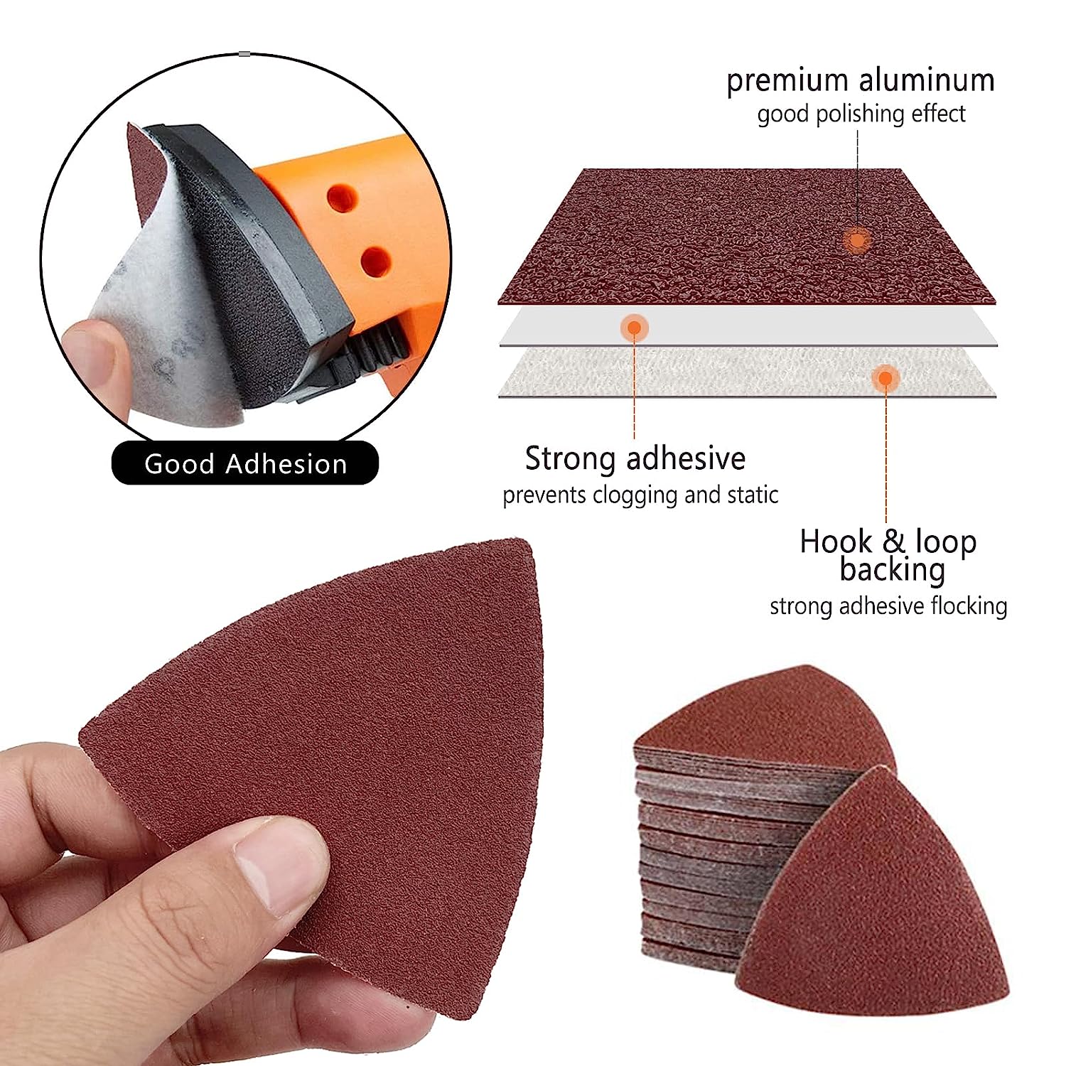 Almohadillas de lija triangulares para lijadora de detalles para lijadora  oscilante de 3-1/8 pulgadas, papel de lija triangular surtido