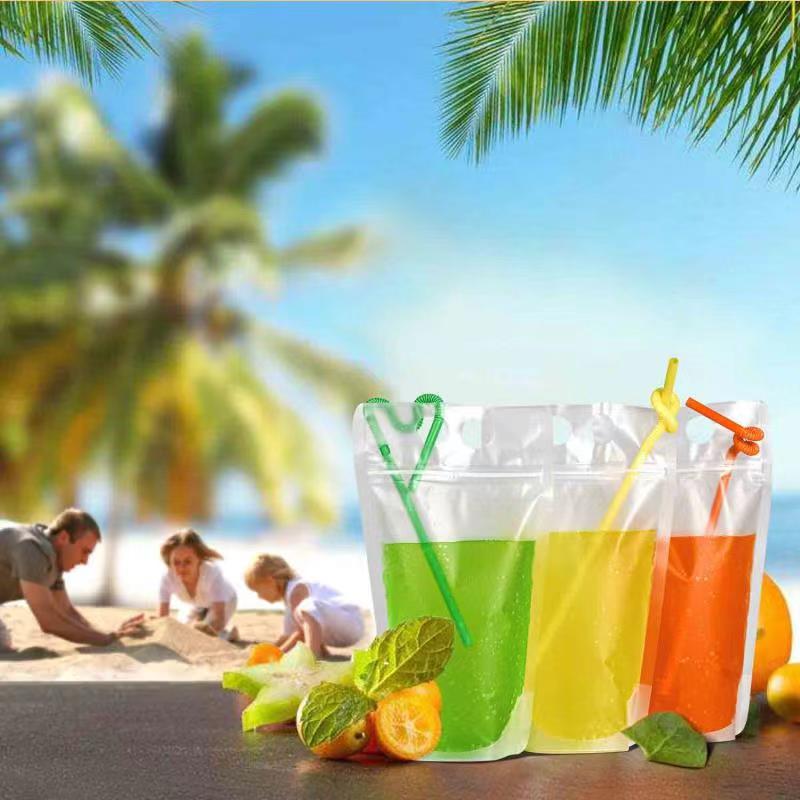 Drink Pouches With Straws, Freezable Drink Bags, Juice Pouches, Reclosable  Zipper Plastic Clear Reusable Drink Container Sets With Straw, For Adults,  For Cold & Hot Drinks - Temu