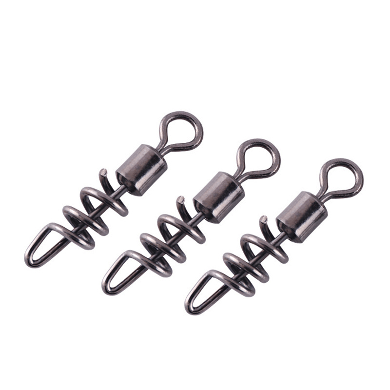 OROOTL Fishing Corkscrew Swivel Snaps, 60pcs Stainless Steel Barrel Rolling  Swivel Saltwater Freshwater High Strength Quick Connect Fishing Snap with