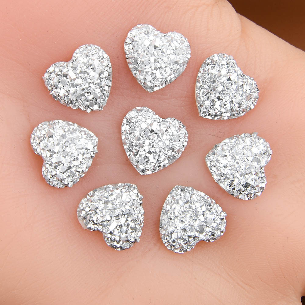 2d Flat - 30pcs Of Flatback Resin Hearts Measuring 1.2-1.4 Cm For Crafting Jewelry, Handmade Gifts, Wedding Decorations, Appliques, Bezel Trays, Pendants, Charms, And Nail Art