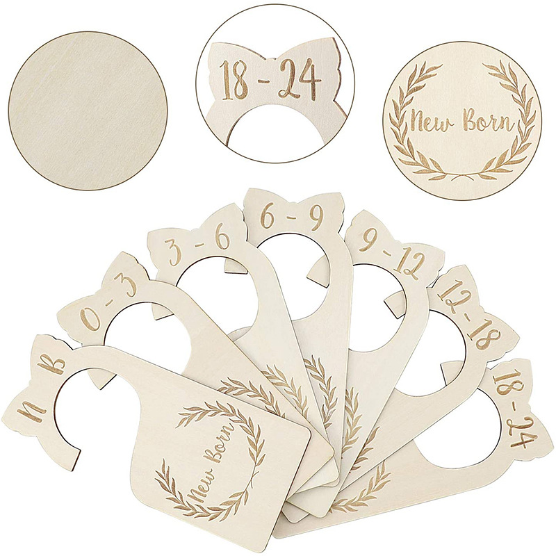 7Pcs Wooden Baby Closet Dividers Baby Clothes Size Hanger