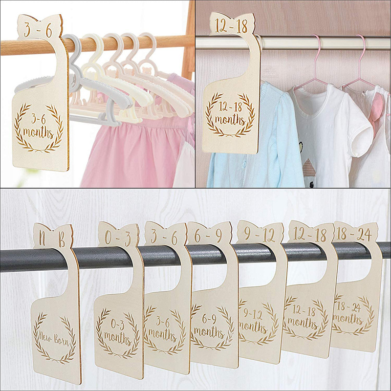 Divisores de armario de bebé para organizador de ropa, juego de 8 hermosos  organizadores de madera de doble cara para ropa de bebé de recién nacido a