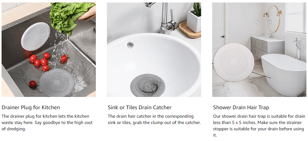 2PCS Shower Bath Hair Trap Plug Hole Waste Catcher Stopper Drain Sink  Strainer