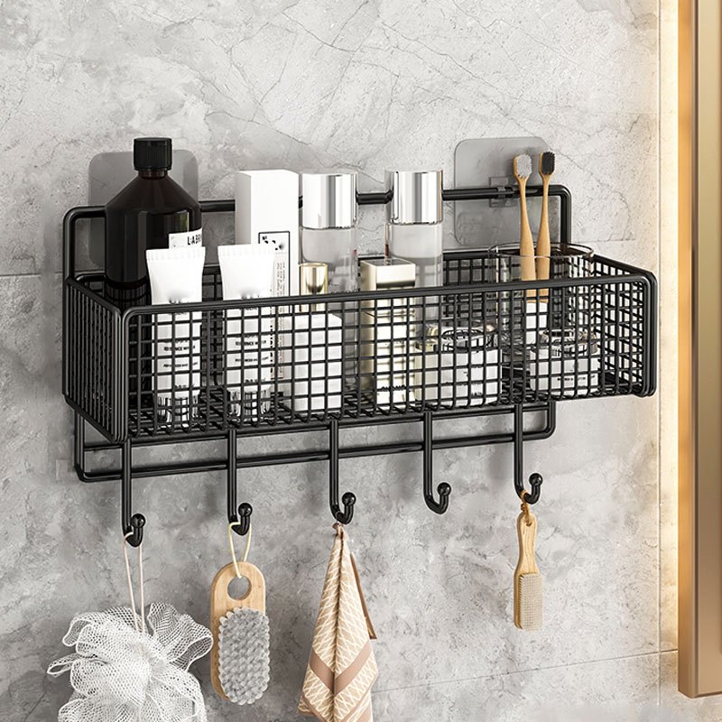 Black Bathroom Shelf 36cm Length Wall Shelves Shower Basket