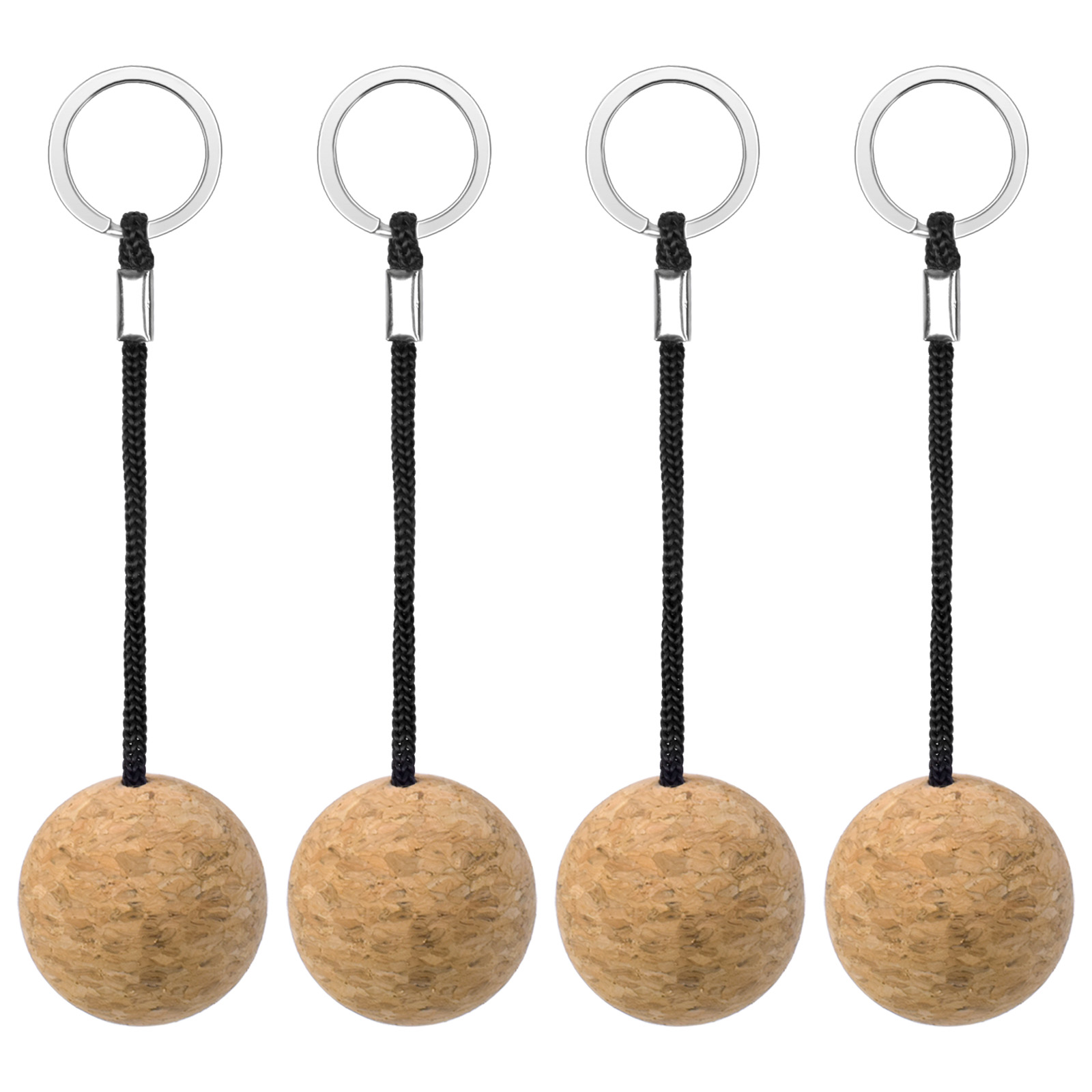4pcs Floating Cork Keyrings 35mm Floatable Wooden Ball Key Chain
