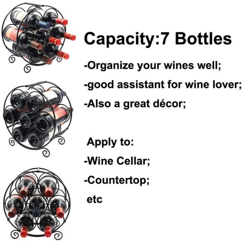 7-Bottle Stackable Wine Rack - Countertop and Refrigerator Storage