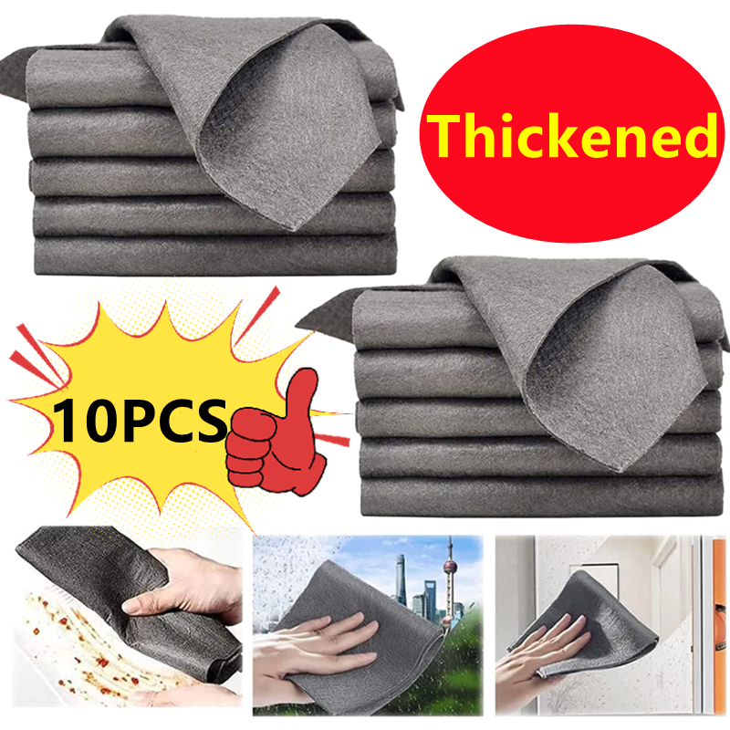 10pcs Car Magic Cleaning Cloth For Glass, Thicker, No Trace, No Watermark,  Home Cleaning Absorbent Cloth