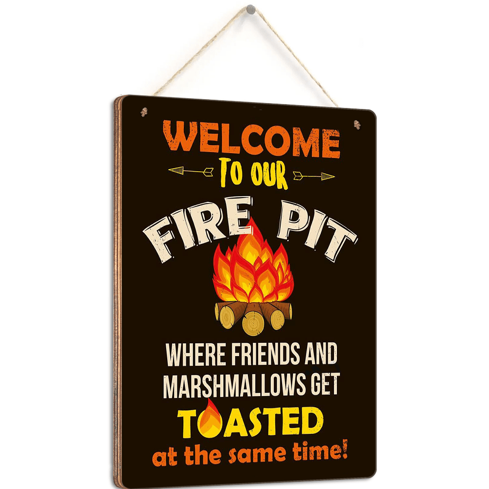 Wooden Hanging Sign Funny Camping Sign Welcome To Our Fire - Temu Australia