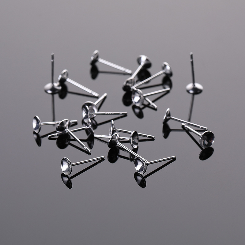50pcs Copper Bowl Needle Stud Earring Component DIY Earring A