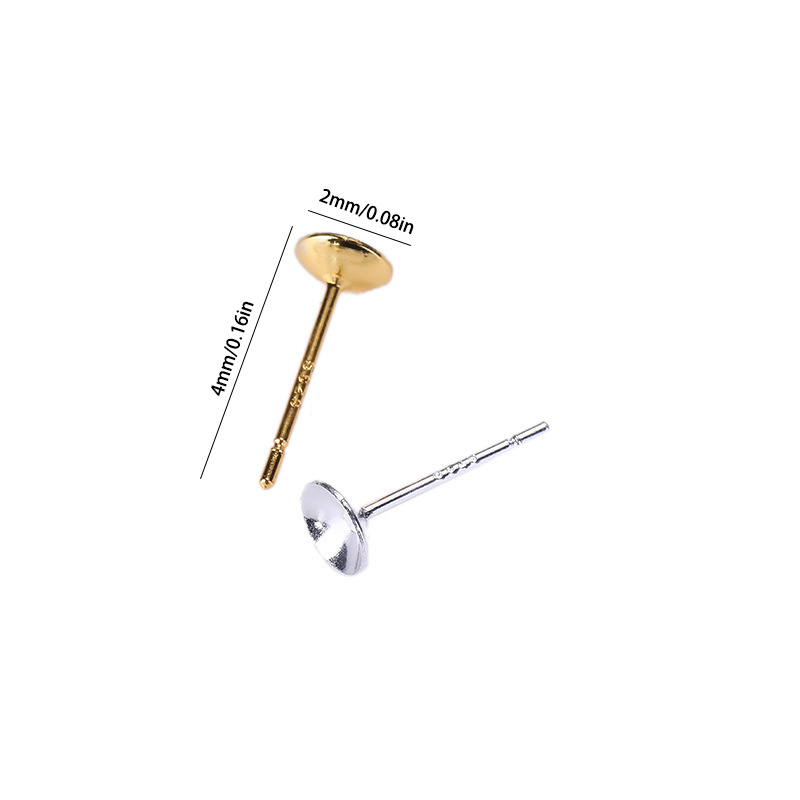 50pcs Copper Bowl Needle Stud Earring Component DIY Earring A