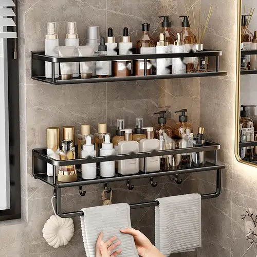 AITEE Organizador de ducha de acrílico para baño, organizador de champú  transparente, estante organizador montado en la pared, sin perforaciones ya