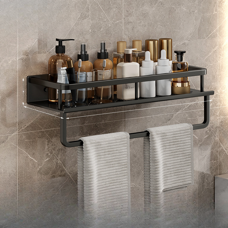 Black Bathroom Shower Shelf Multifunction Wall-mounted Bathroom