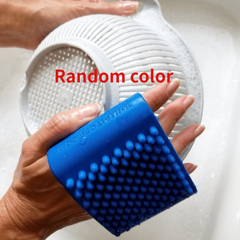 1pc Random Color Silicone Dish Scrubber, One Size