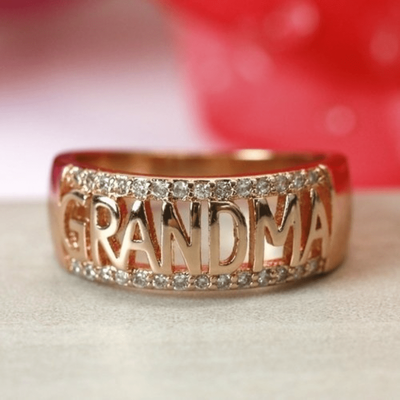 Retro Letter GRANDMA Carved Hollow Ring, Jewelry Gift For Grandmother, Elegant Jewelry For Daily Outfits, Party Accessory