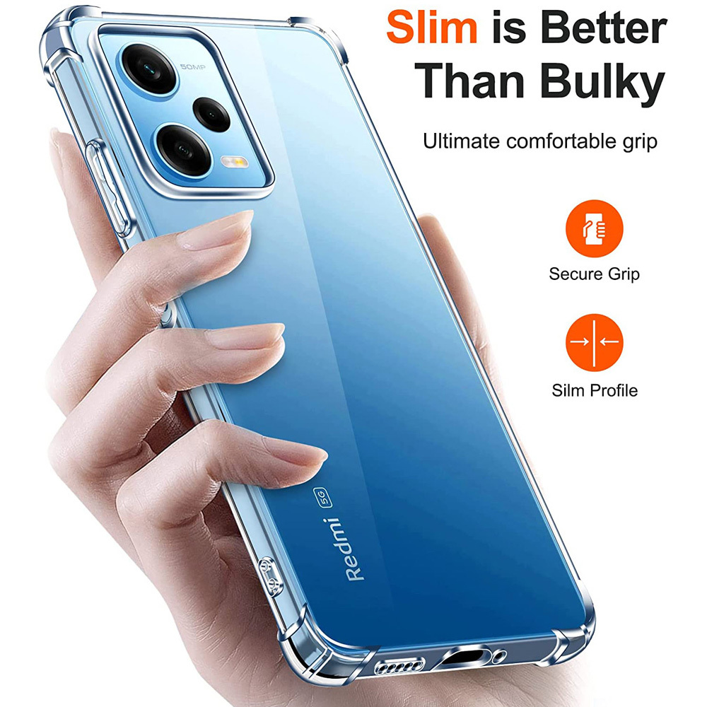 Guizzcg for XiaoMi Poco X5 Pro 5G Transparent Case Ultra-Thin Lightweight  Cover Soft TPU Bumper + Acrylic Clear Back Military Grade Airbags  Shookproof