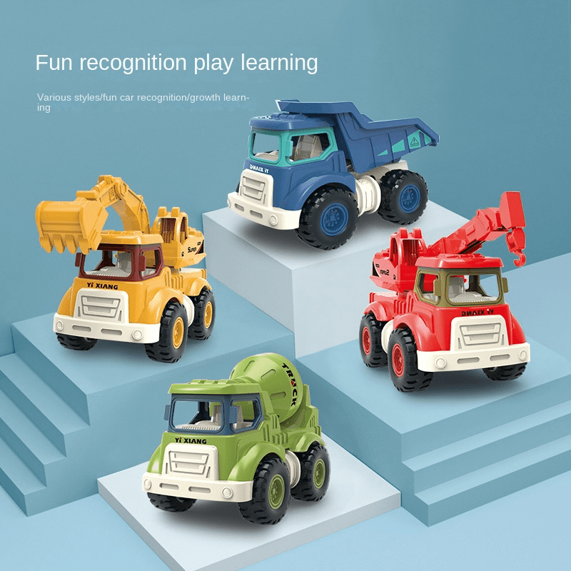 4pcs/1pcs kids Brinquedo De Construção Dinossauro Desenho De Carro  Escavadeira Caminhão De Basculante , Educativo diy Infantil