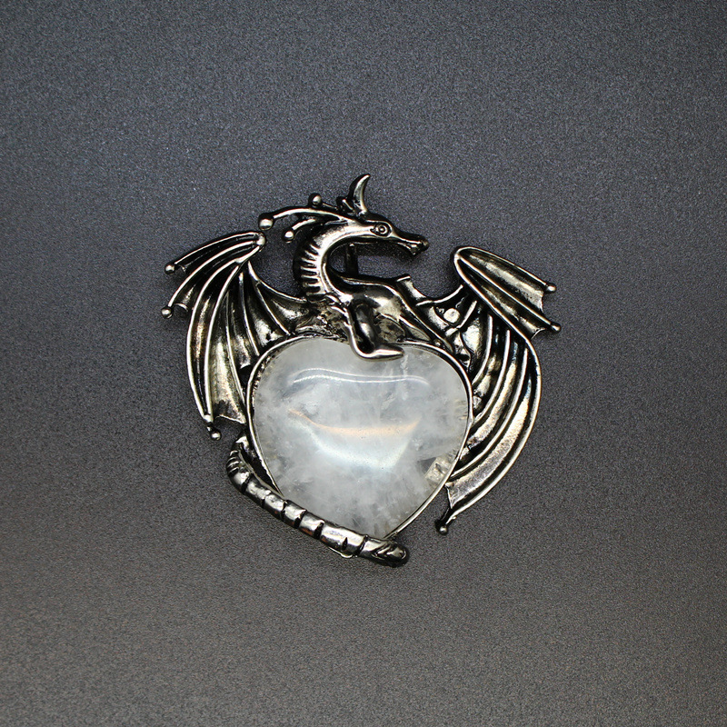 Beautiful Gemstone Dragon Necklace Heart Shape Gemstone - Temu