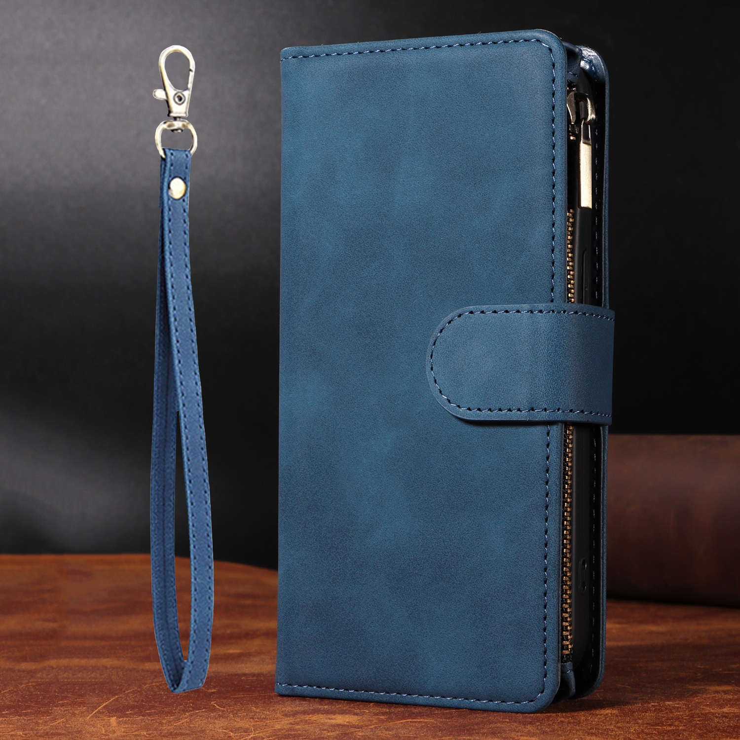 FOR iPhone 15/14/13/12/11 Pro Max Leather Wallet Zipper Magnet