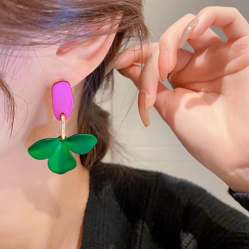 Hot / Green / Orange Color Flower Design Dangle Earrings Japanese / Korean  Style Alloy Jewelry Delicate Female Gift - Temu