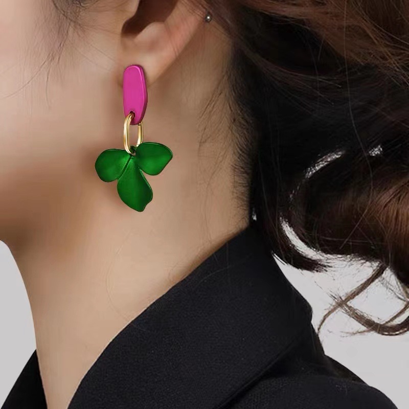 Hot / Green / Orange Color Flower Design Dangle Earrings Japanese / Korean  Style Alloy Jewelry Delicate Female Gift - Temu