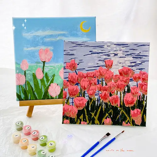 TULIP N TURTLE Paint By Numbers KIT - DIY Acrylic Painting by