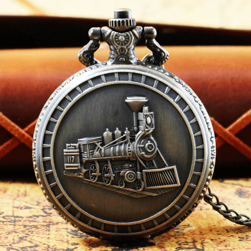 Relógio de bolso vintage de bronze com corrente e corrente para presente de  quartzo : : Moda