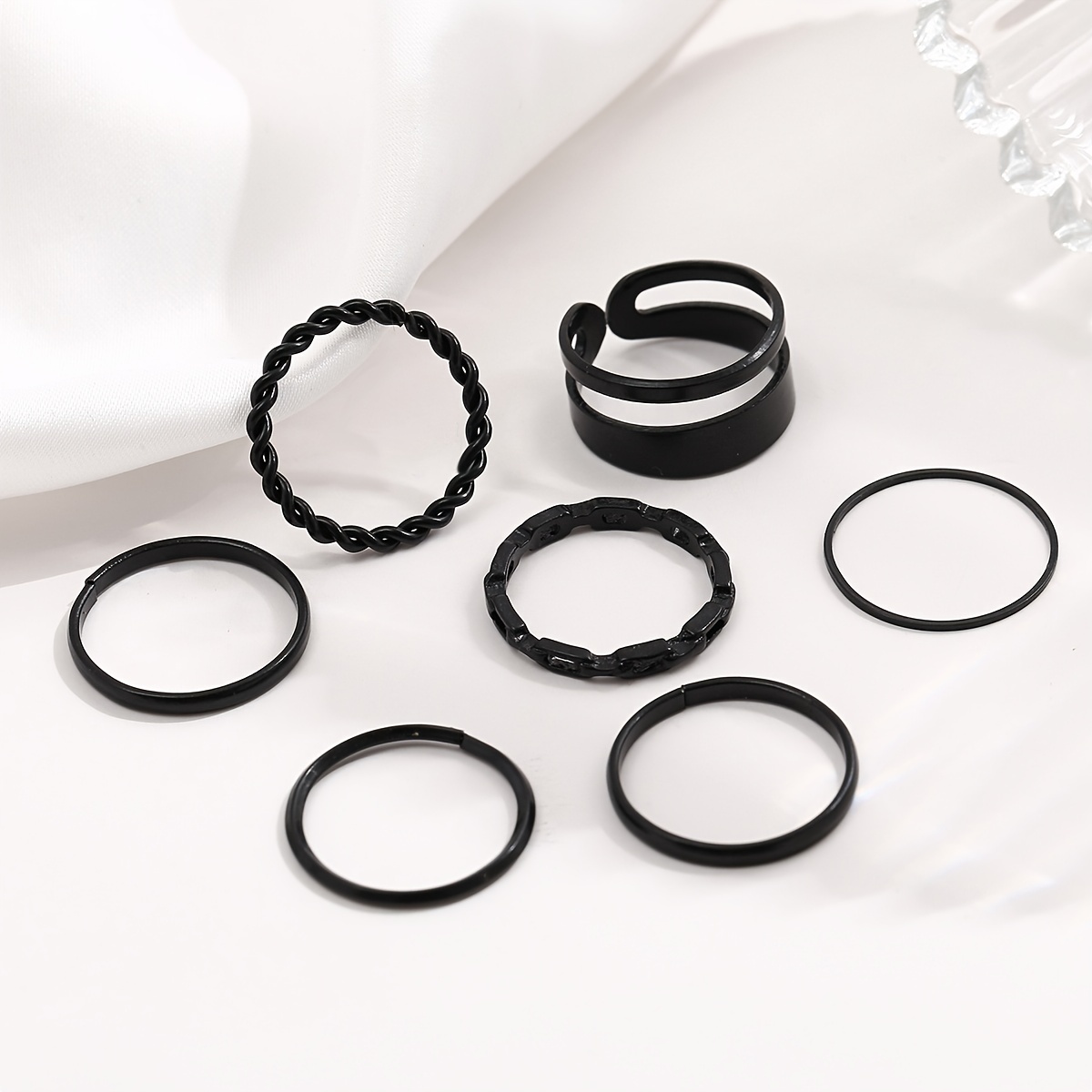  Gothic Stackable Rings Set for Men, Women - Silver