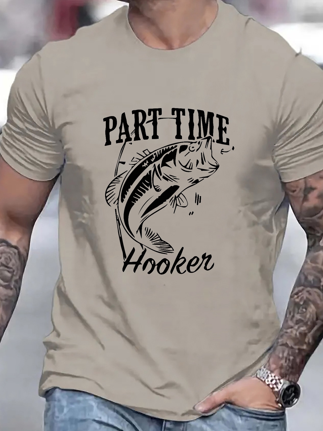 Men's part Time Hooker Fish Graphic Print T shirt Summer - Temu United  Kingdom