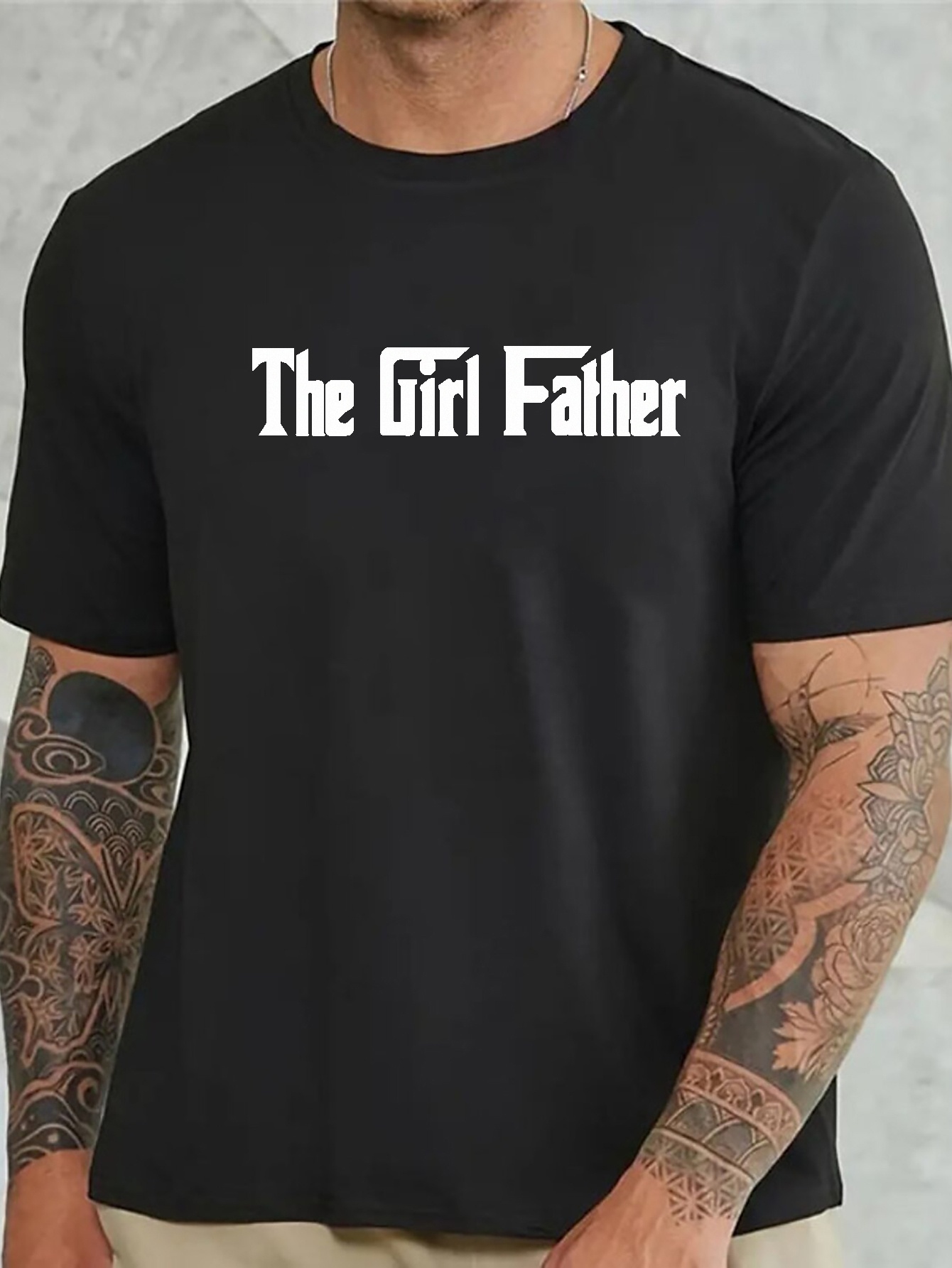 Girl Dad Print T-Shirt, Blouses for Men : Summer Trendy Short-Sleeve Tees for Big & Tall Males, Plus Size,Temu