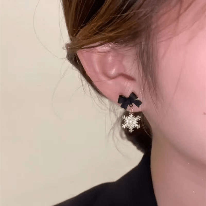 Bow Snowflake Earrings for Women