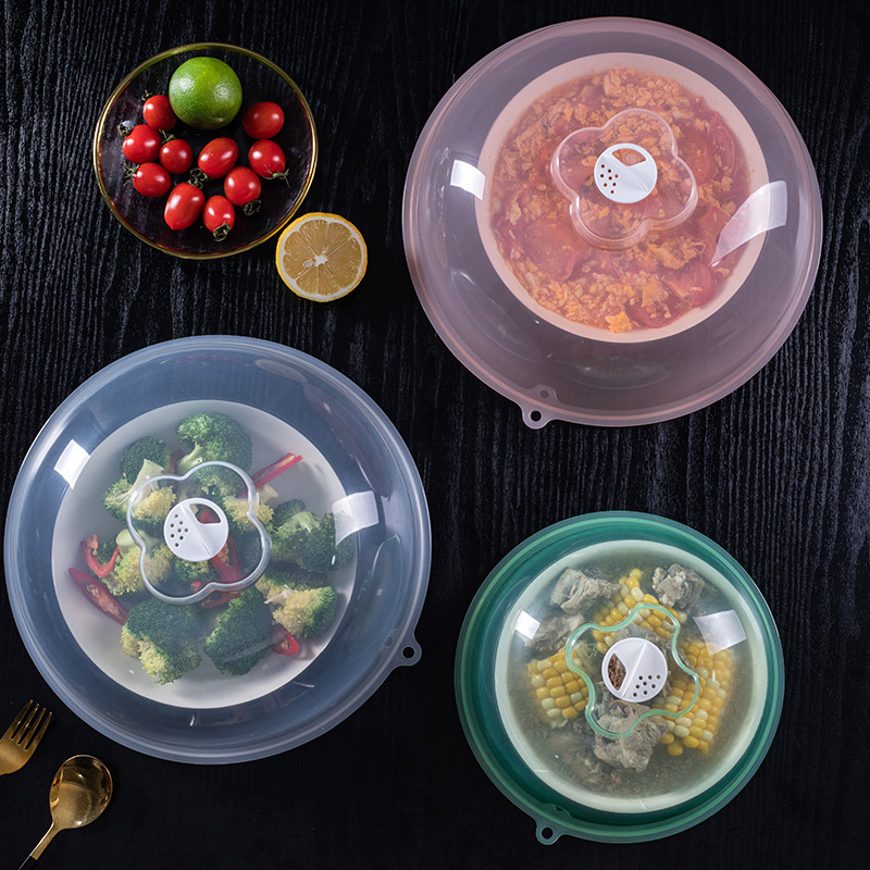 1pc, Plastic Food Cover, Microwave Splatter Cover, Microwave Plate Cover,  Fresh-keeping Cover, Stackable Refrigerator Fresh-keeping Cover Plastic Bowl