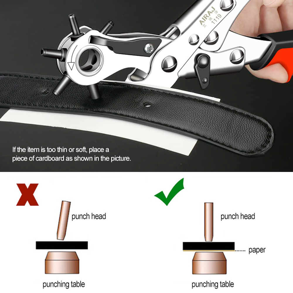 1pc belt punch pliers leather belt hole eyelet puncher revolve sewing machine bag tool watchband strap hand tools details 6