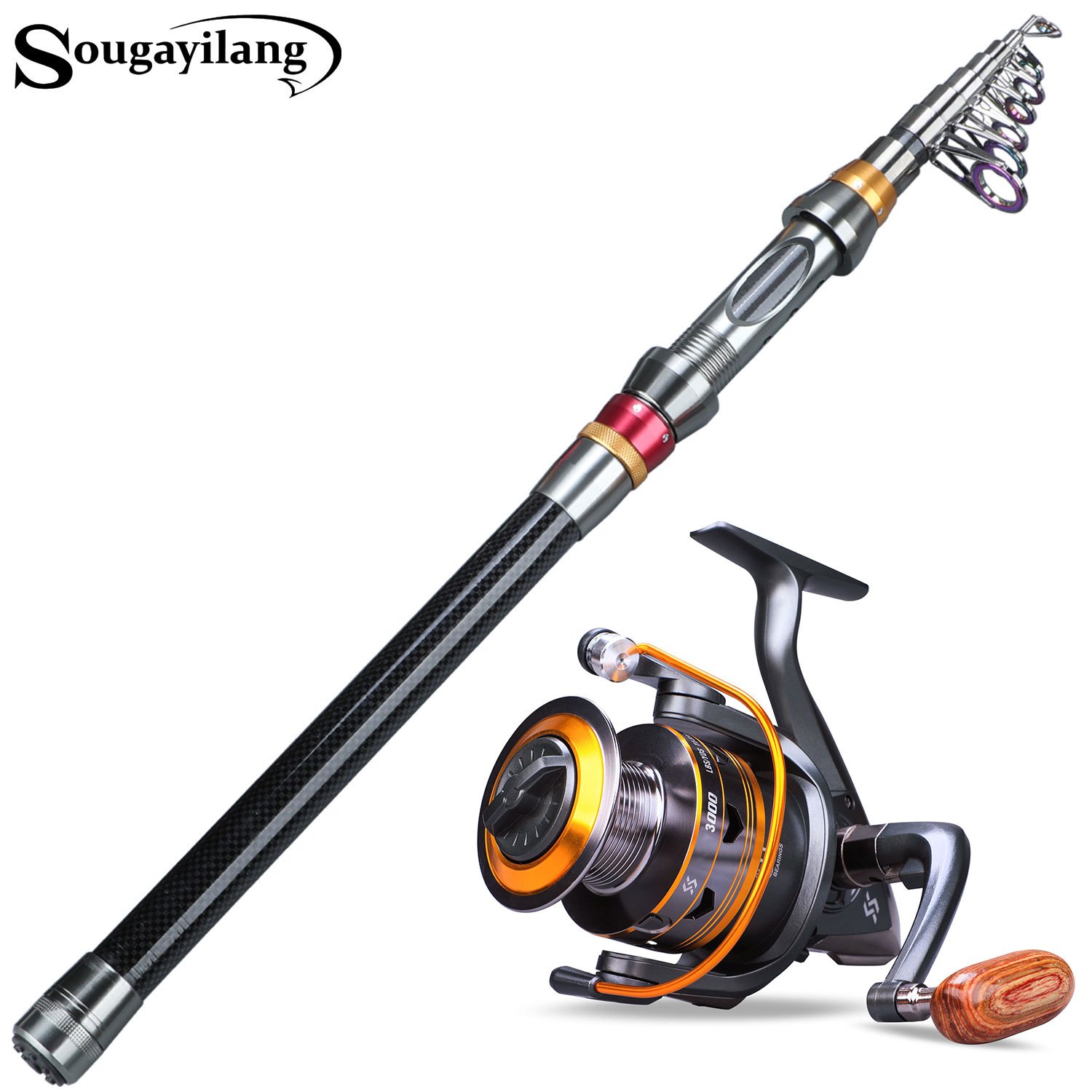 Sougayilang 1.8-3.6m Telescopic Fishing Rod and 11BB Fishing Reel Spinning  Wheel Portable Travel Fishing Rod Spinning Fishing Rod Combo