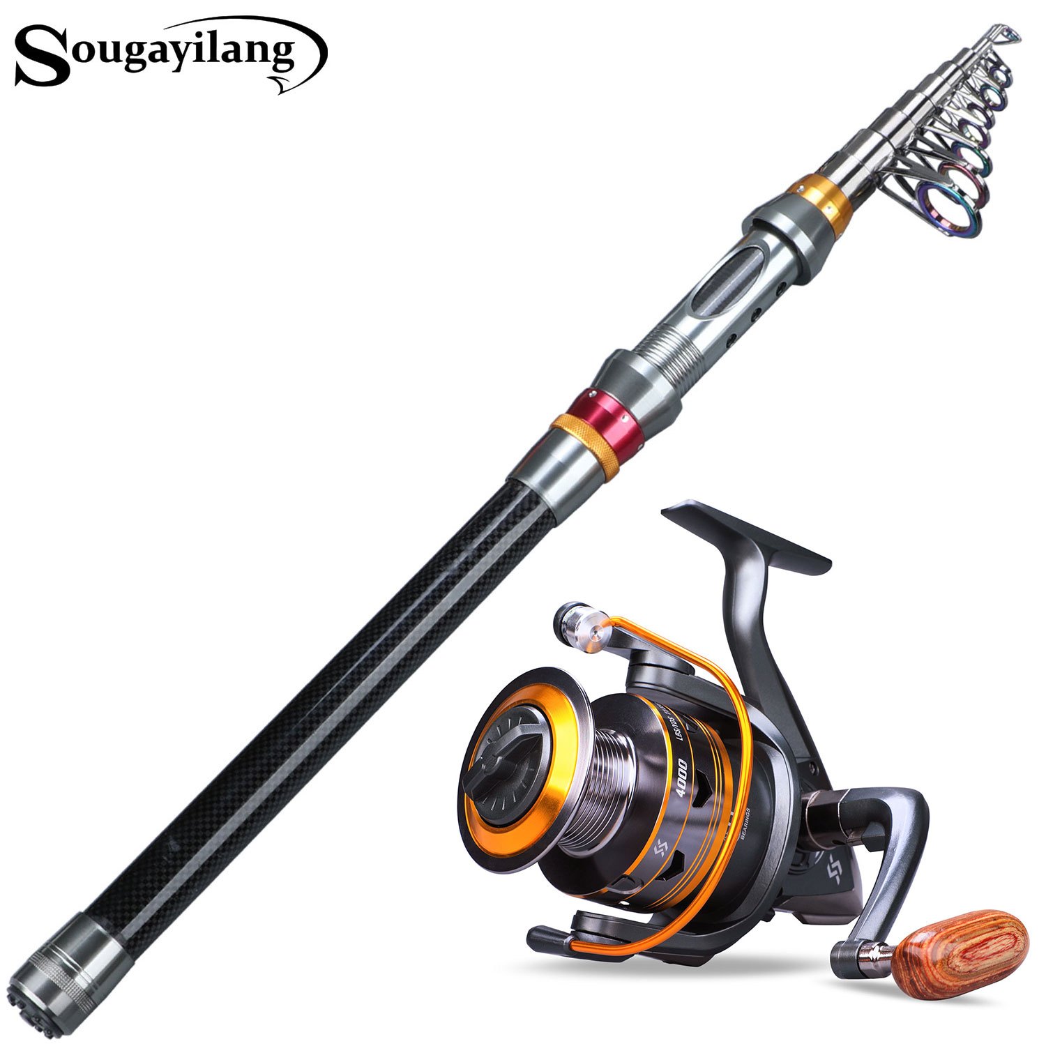 Sougayilang Spinning Telescopic Rod and Spinning Reel Fishing Combo for Travel, Size: 3.0m and 3000